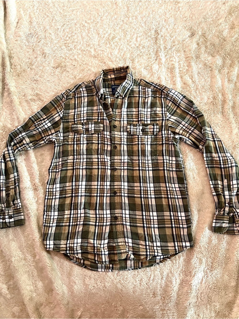 FADED GLORY Men's Green & Beige Plaid Shacket Size S